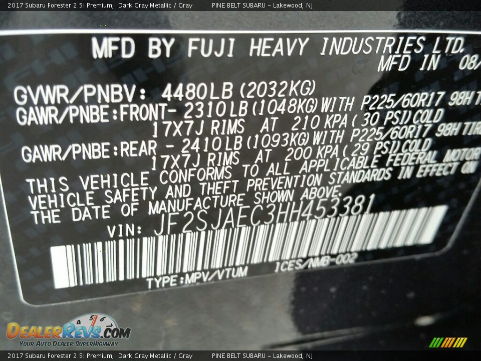 2017 Subaru Forester 2.5i Premium Dark Gray Metallic / Gray Photo #10