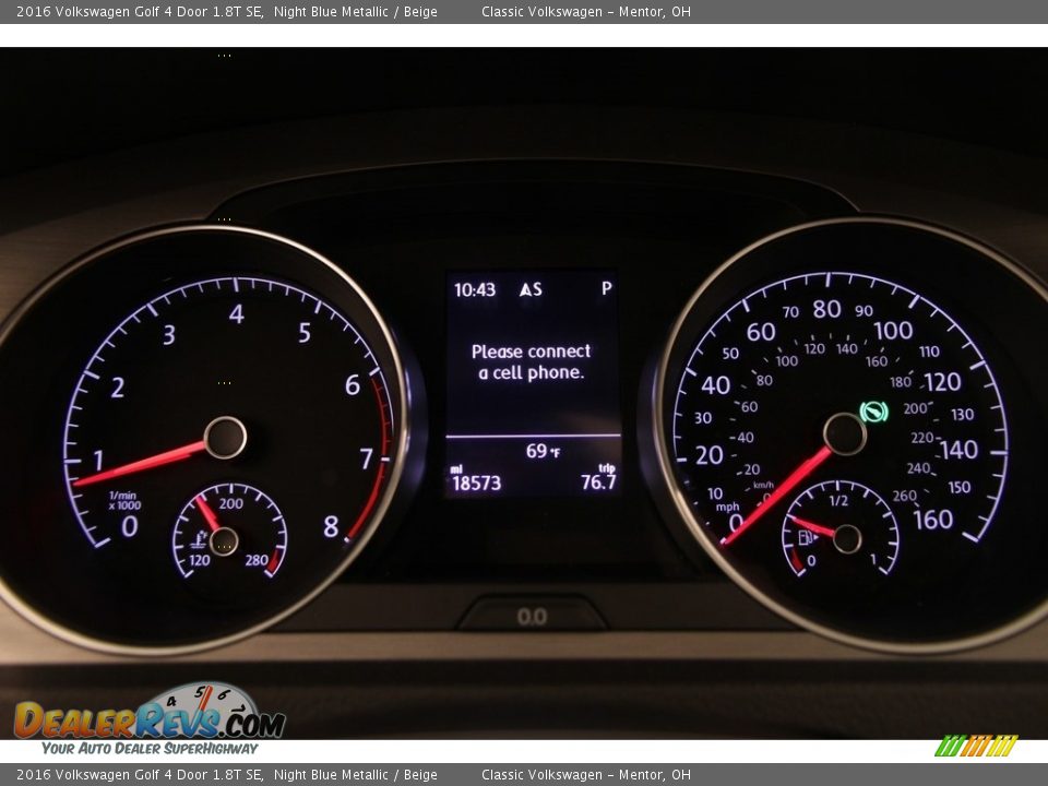 2016 Volkswagen Golf 4 Door 1.8T SE Gauges Photo #7