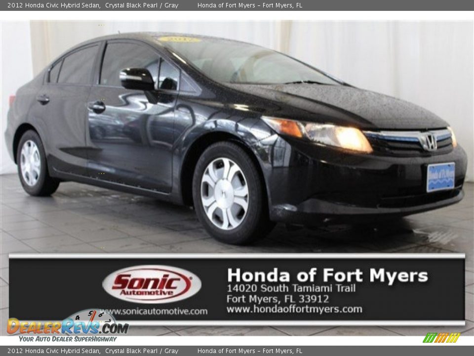 2012 Honda Civic Hybrid Sedan Crystal Black Pearl / Gray Photo #1