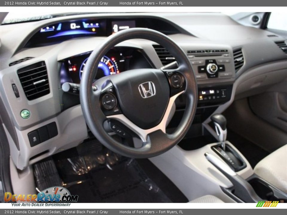 2012 Honda Civic Hybrid Sedan Crystal Black Pearl / Gray Photo #10