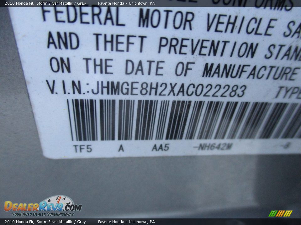 2010 Honda Fit Storm Silver Metallic / Gray Photo #9