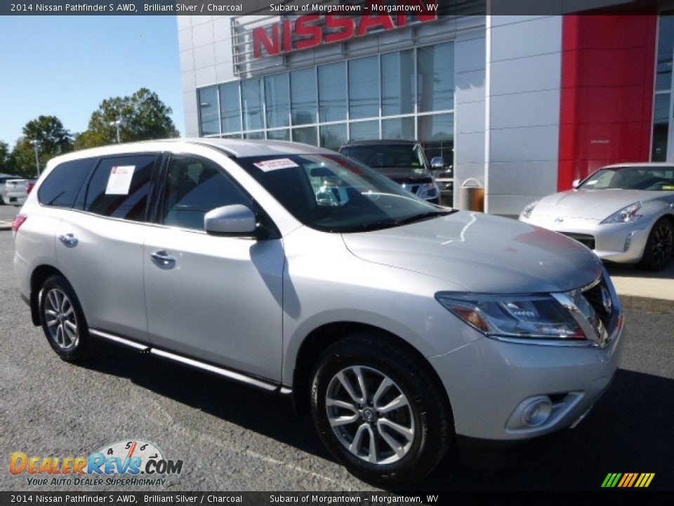 2014 Nissan Pathfinder S AWD Brilliant Silver / Charcoal Photo #1