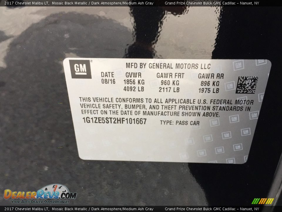 2017 Chevrolet Malibu LT Mosaic Black Metallic / Dark Atmosphere/Medium Ash Gray Photo #11