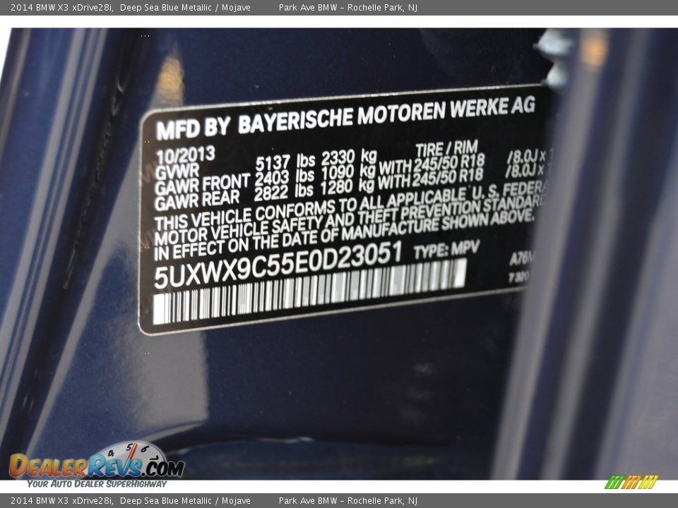 2014 BMW X3 xDrive28i Deep Sea Blue Metallic / Mojave Photo #34