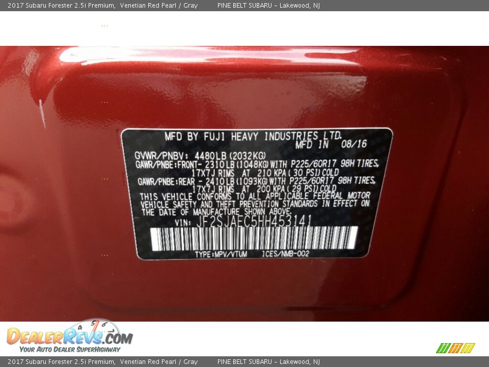 2017 Subaru Forester 2.5i Premium Venetian Red Pearl / Gray Photo #7