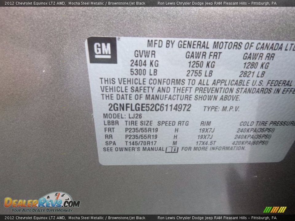 2012 Chevrolet Equinox LTZ AWD Mocha Steel Metallic / Brownstone/Jet Black Photo #20