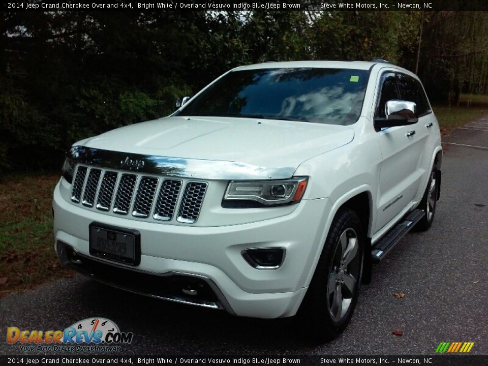 2014 Jeep Grand Cherokee Overland 4x4 Bright White / Overland Vesuvio Indigo Blue/Jeep Brown Photo #2