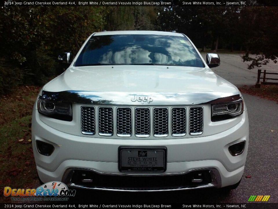 2014 Jeep Grand Cherokee Overland 4x4 Bright White / Overland Vesuvio Indigo Blue/Jeep Brown Photo #3