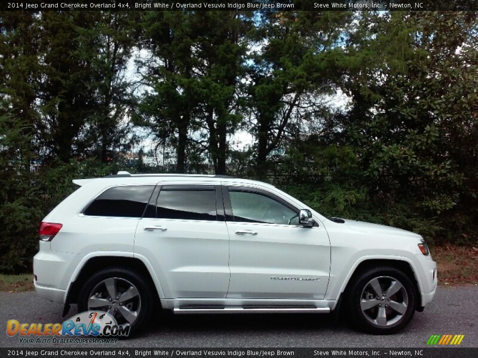2014 Jeep Grand Cherokee Overland 4x4 Bright White / Overland Vesuvio Indigo Blue/Jeep Brown Photo #5
