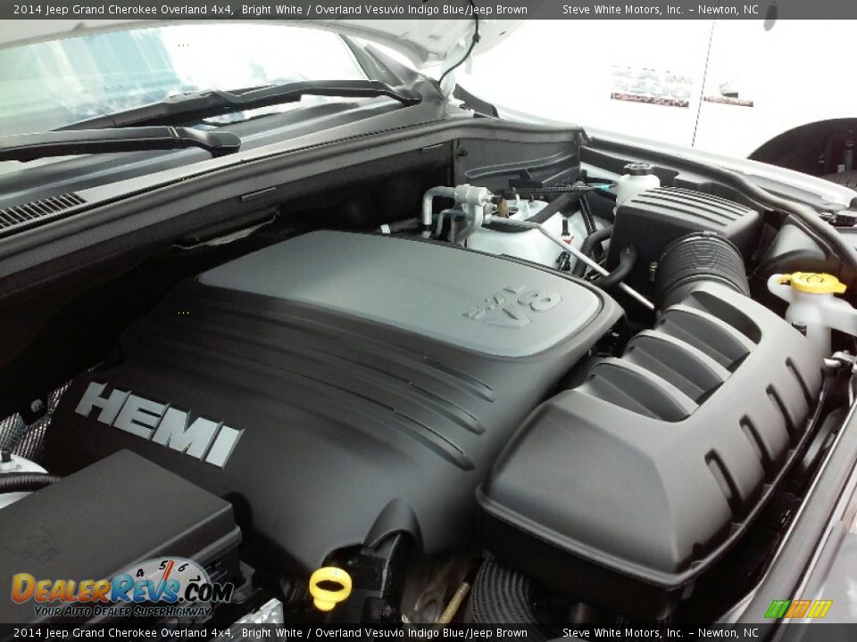 2014 Jeep Grand Cherokee Overland 4x4 Bright White / Overland Vesuvio Indigo Blue/Jeep Brown Photo #27