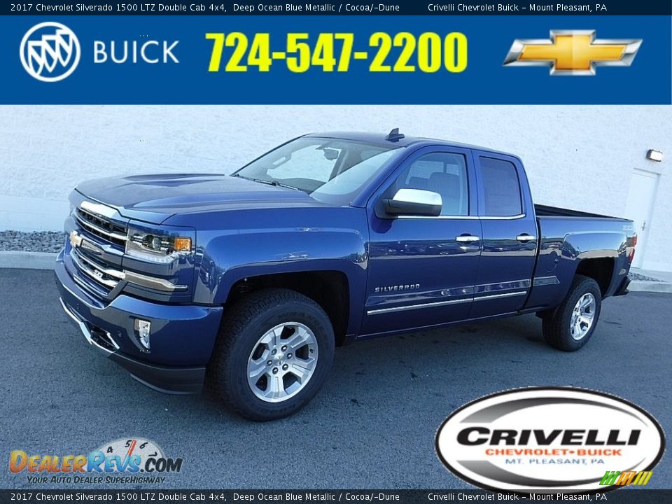 2017 Chevrolet Silverado 1500 LTZ Double Cab 4x4 Deep Ocean Blue Metallic / Cocoa/­Dune Photo #1
