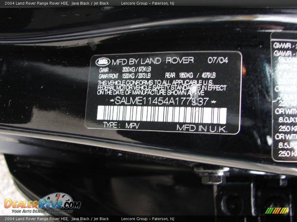 2004 Land Rover Range Rover HSE Java Black / Jet Black Photo #25