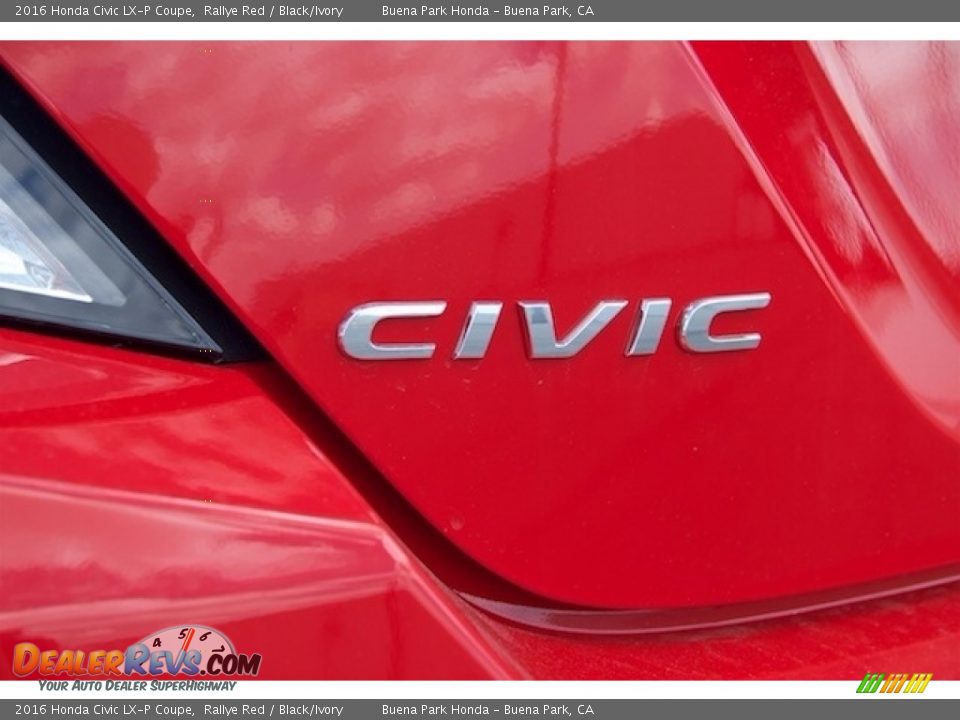 2016 Honda Civic LX-P Coupe Rallye Red / Black/Ivory Photo #3