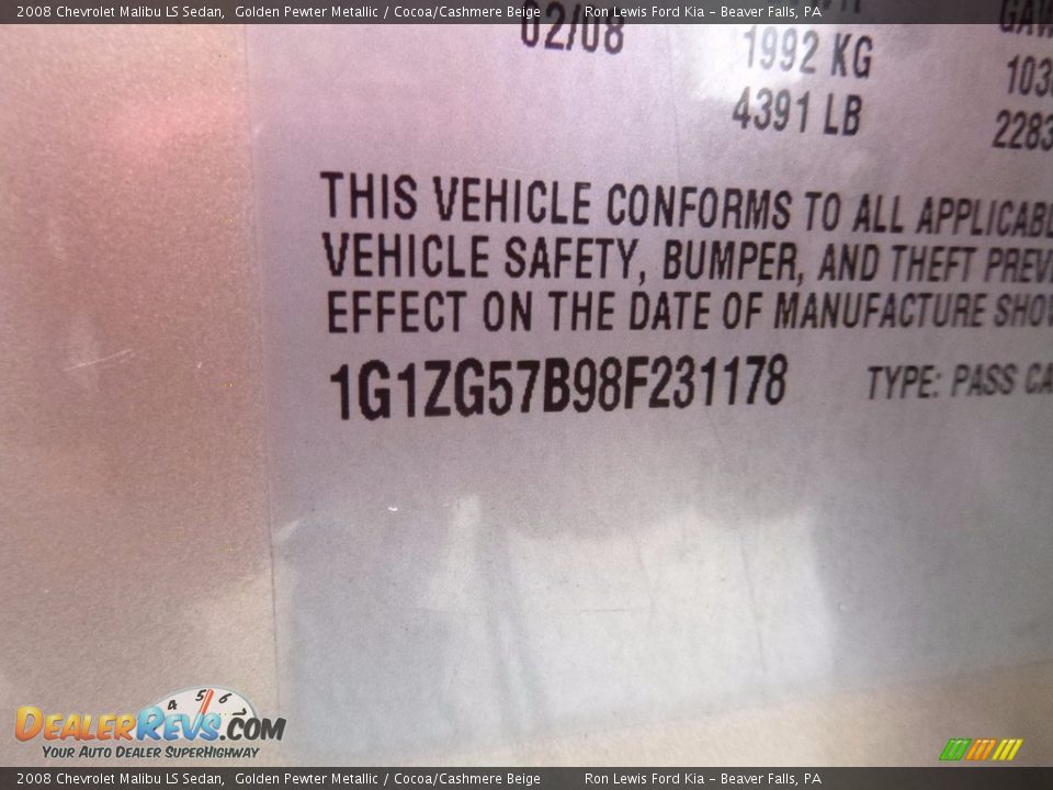 2008 Chevrolet Malibu LS Sedan Golden Pewter Metallic / Cocoa/Cashmere Beige Photo #16