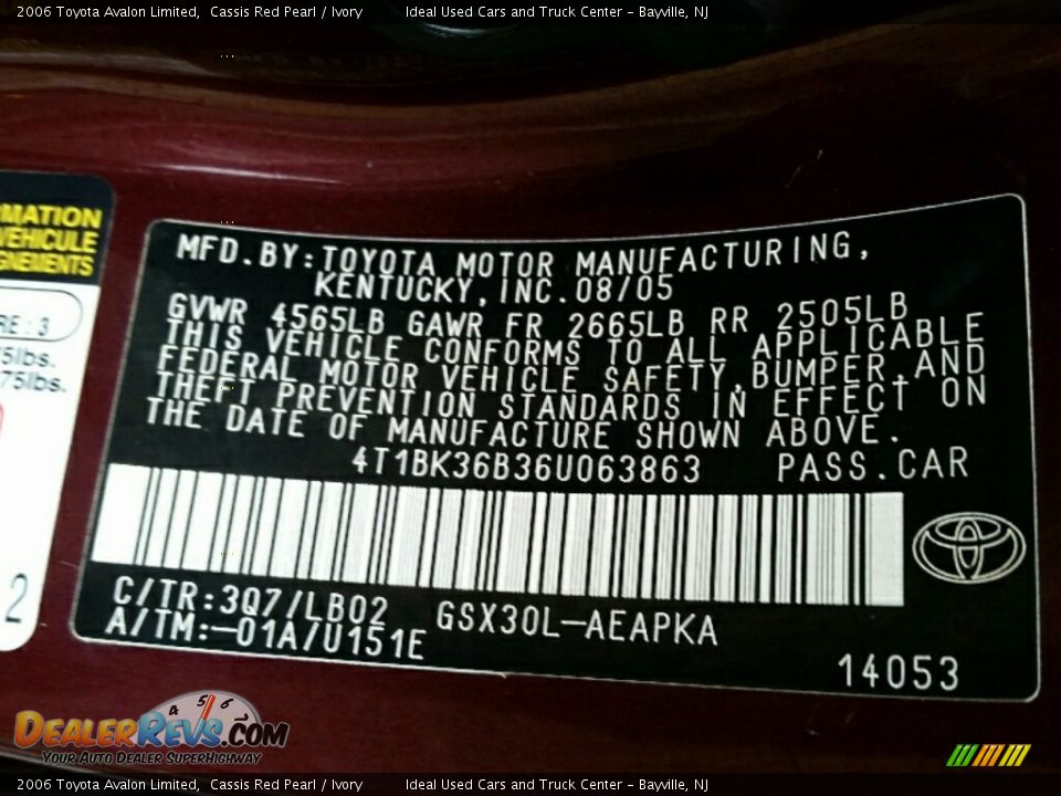 2006 Toyota Avalon Limited Cassis Red Pearl / Ivory Photo #16