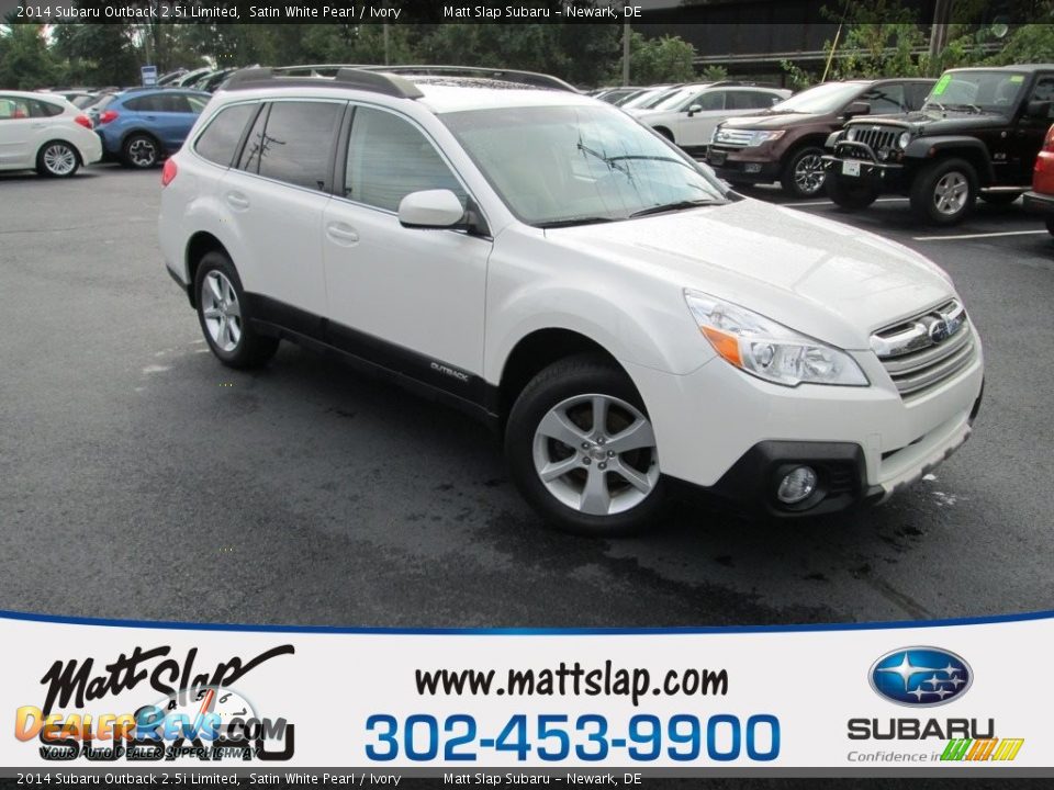 2014 Subaru Outback 2.5i Limited Satin White Pearl / Ivory Photo #1