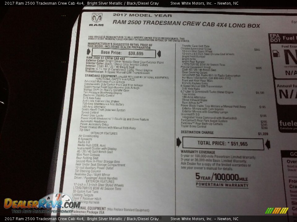 2017 Ram 2500 Tradesman Crew Cab 4x4 Bright Silver Metallic / Black/Diesel Gray Photo #23