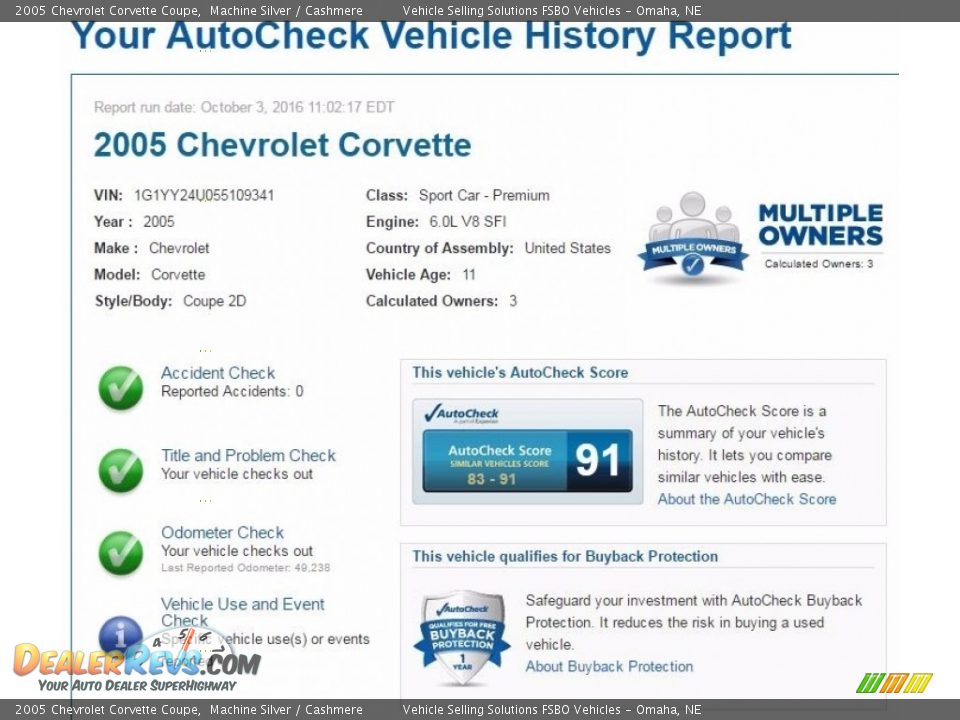 Dealer Info of 2005 Chevrolet Corvette Coupe Photo #2