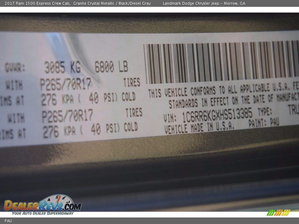 Ram Color Code PAU Granite Crystal Metallic