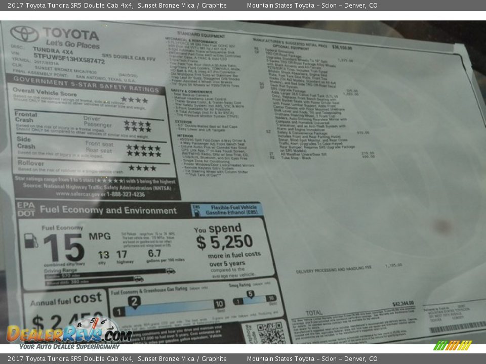 2017 Toyota Tundra SR5 Double Cab 4x4 Sunset Bronze Mica / Graphite Photo #10
