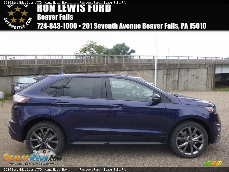 2016 Ford Edge Sport AWD Kona Blue / Ebony Photo #1