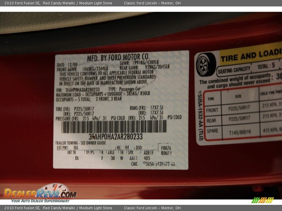 2010 Ford Fusion SE Red Candy Metallic / Medium Light Stone Photo #19