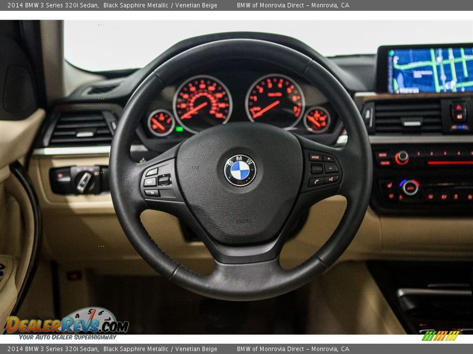 2014 BMW 3 Series 320i Sedan Black Sapphire Metallic / Venetian Beige Photo #16