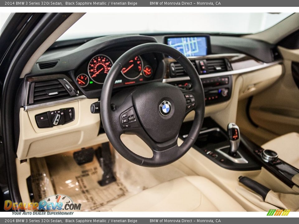 2014 BMW 3 Series 320i Sedan Black Sapphire Metallic / Venetian Beige Photo #19