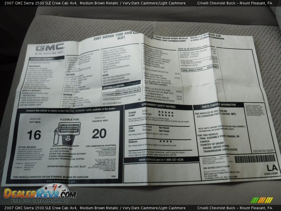 2007 GMC Sierra 1500 SLE Crew Cab 4x4 Medium Brown Metallic / Very Dark Cashmere/Light Cashmere Photo #34