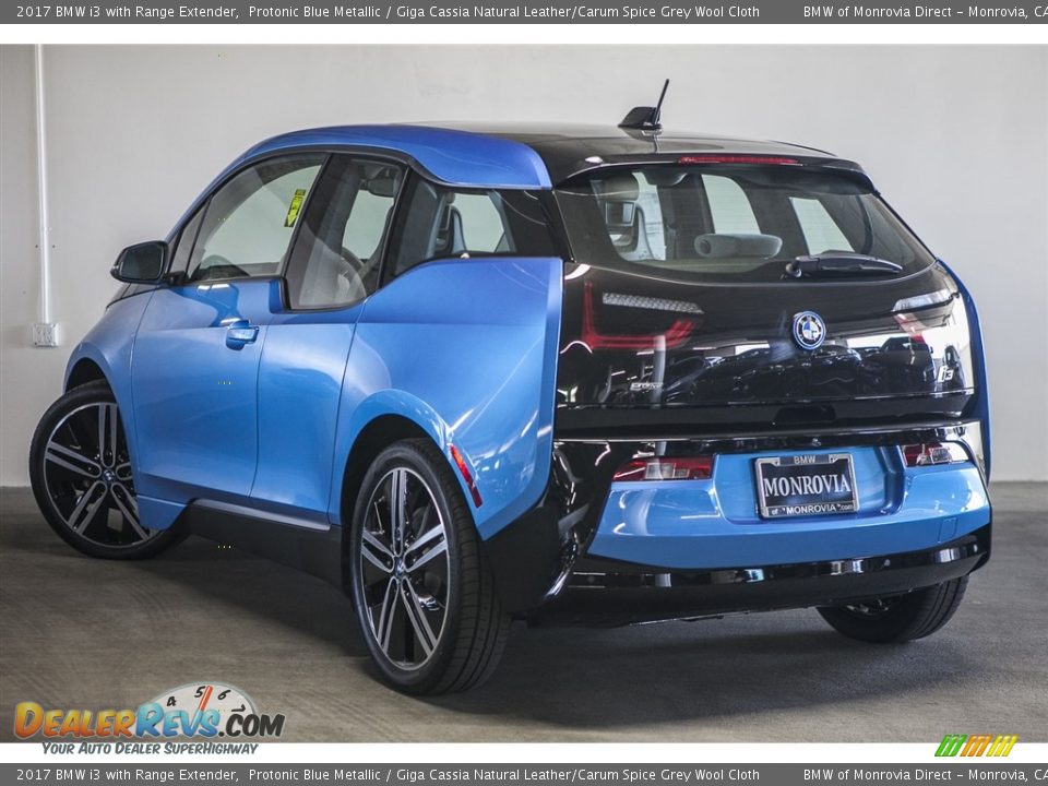 2017 BMW i3 with Range Extender Protonic Blue Metallic / Giga Cassia Natural Leather/Carum Spice Grey Wool Cloth Photo #3