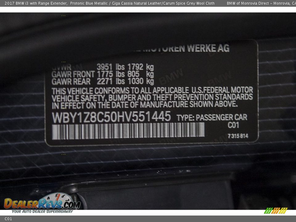 BMW Color Code C01 Protonic Blue Metallic