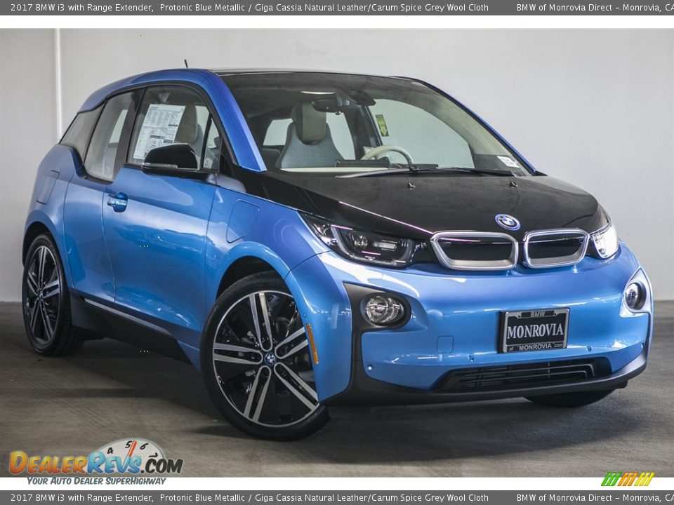 2017 BMW i3 with Range Extender Protonic Blue Metallic / Giga Cassia Natural Leather/Carum Spice Grey Wool Cloth Photo #11