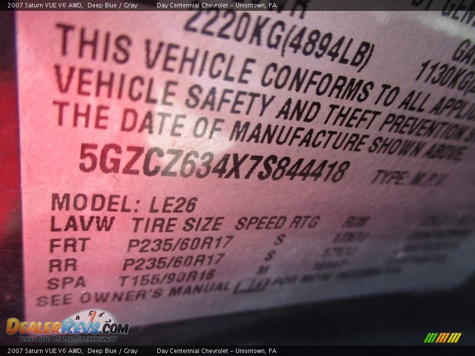 2007 Saturn VUE V6 AWD Deep Blue / Gray Photo #5