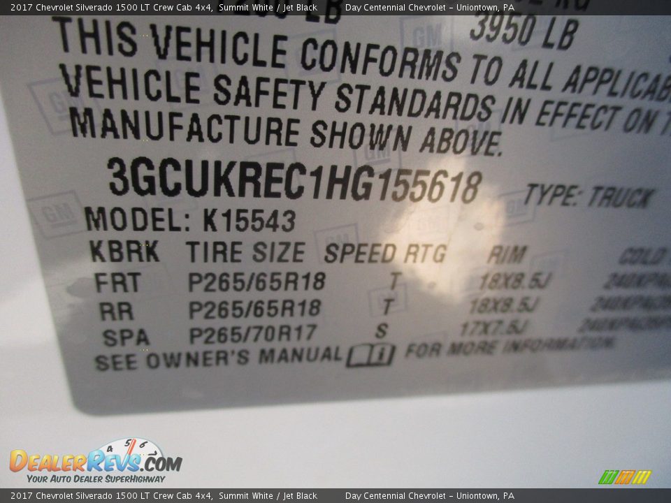 2017 Chevrolet Silverado 1500 LT Crew Cab 4x4 Summit White / Jet Black Photo #19