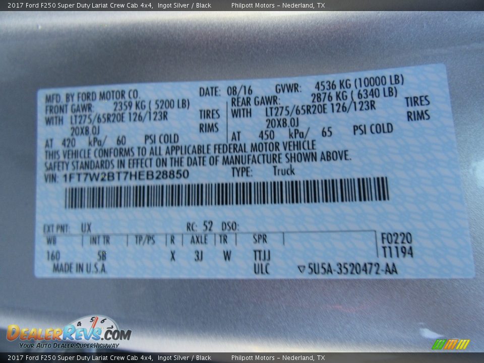 2017 Ford F250 Super Duty Lariat Crew Cab 4x4 Ingot Silver / Black Photo #34