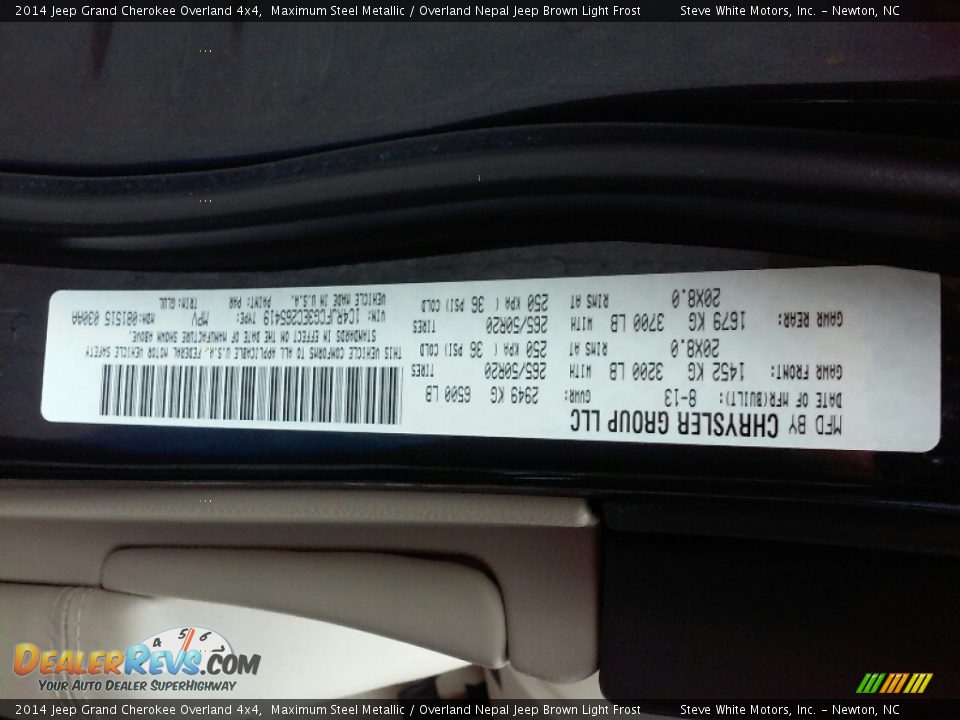 2014 Jeep Grand Cherokee Overland 4x4 Maximum Steel Metallic / Overland Nepal Jeep Brown Light Frost Photo #28