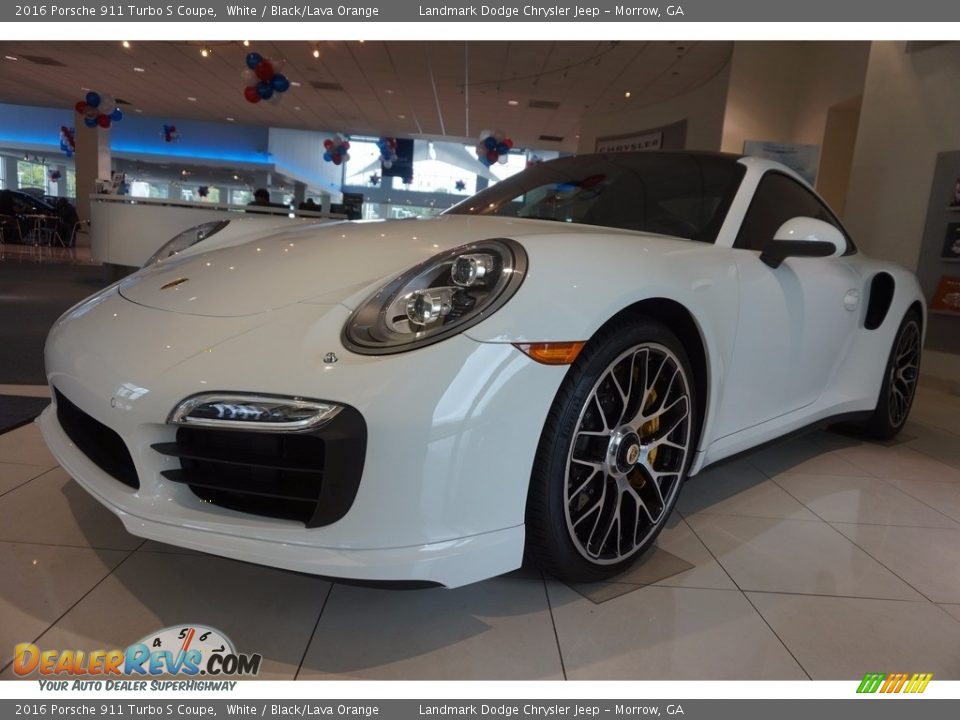 2016 Porsche 911 Turbo S Coupe White / Black/Lava Orange Photo #1