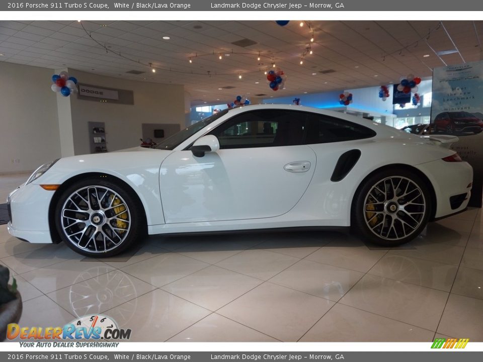 2016 Porsche 911 Turbo S Coupe White / Black/Lava Orange Photo #2