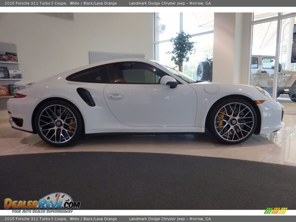 2016 Porsche 911 Turbo S Coupe White / Black/Lava Orange Photo #5