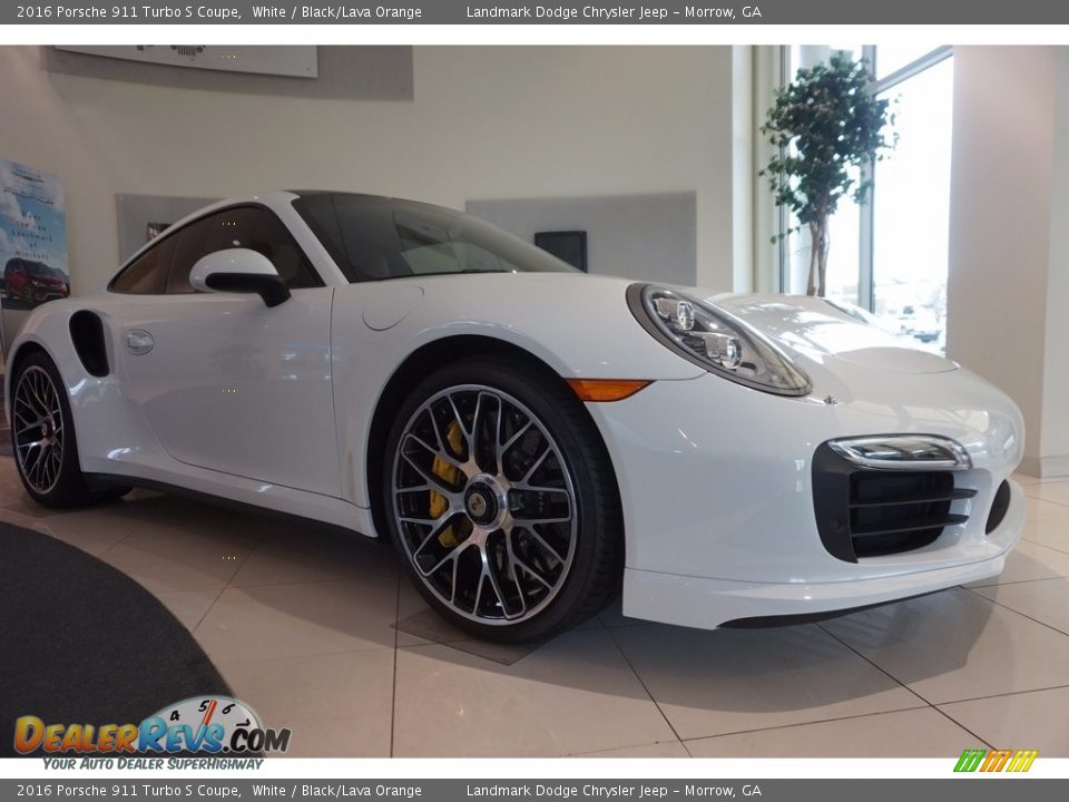 2016 Porsche 911 Turbo S Coupe White / Black/Lava Orange Photo #6