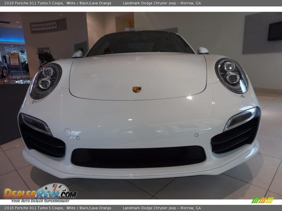 2016 Porsche 911 Turbo S Coupe White / Black/Lava Orange Photo #7