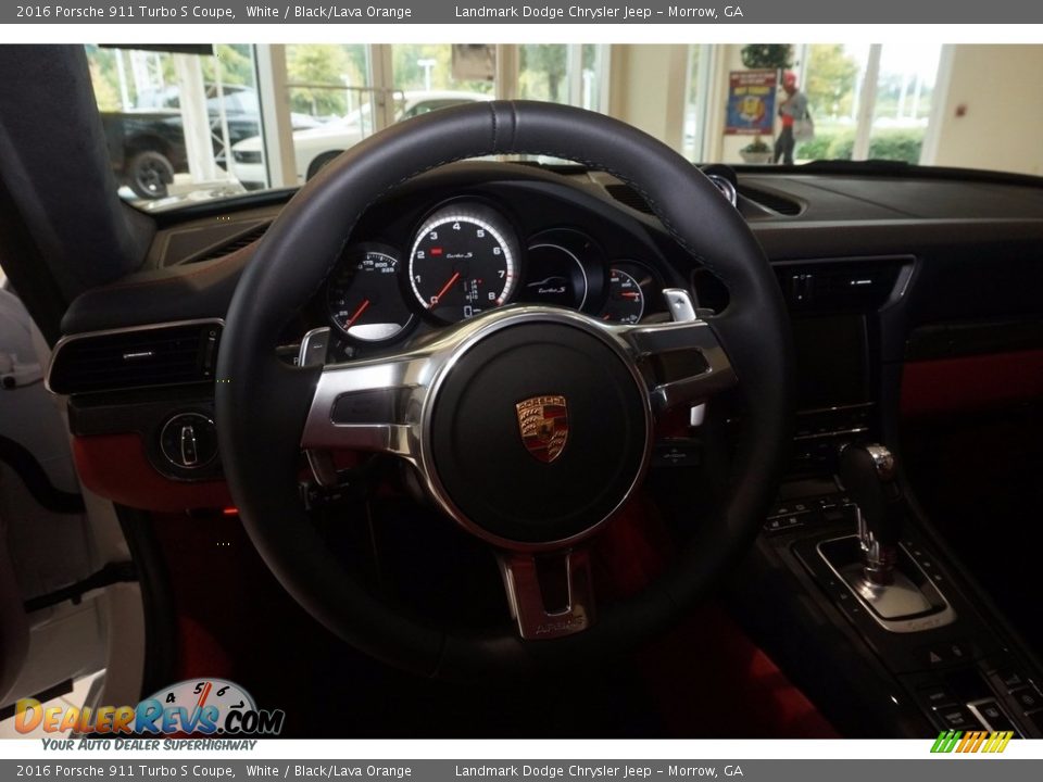 2016 Porsche 911 Turbo S Coupe White / Black/Lava Orange Photo #9