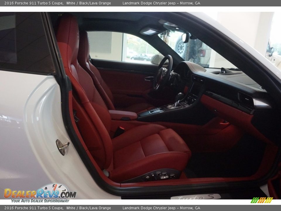 2016 Porsche 911 Turbo S Coupe White / Black/Lava Orange Photo #16