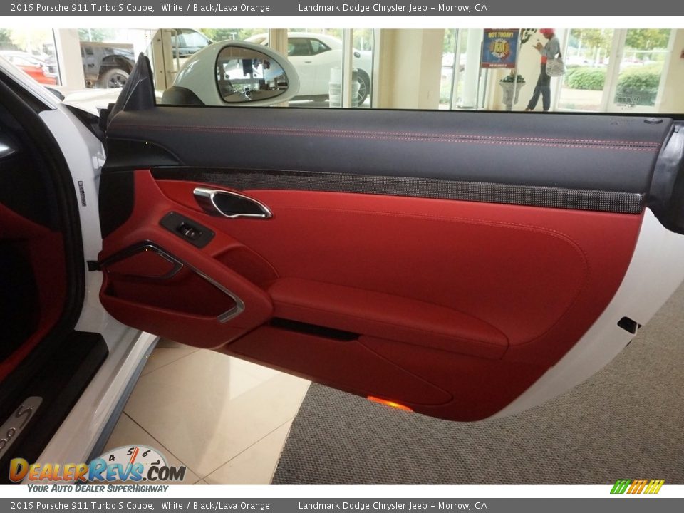 2016 Porsche 911 Turbo S Coupe White / Black/Lava Orange Photo #19