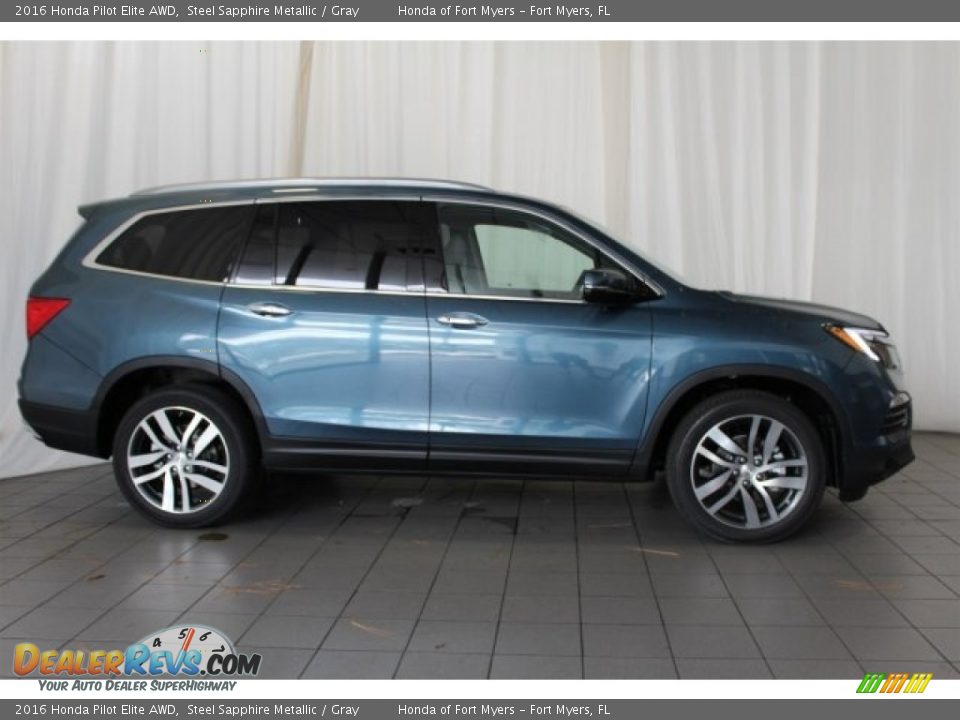 2016 Honda Pilot Elite AWD Steel Sapphire Metallic / Gray Photo #3