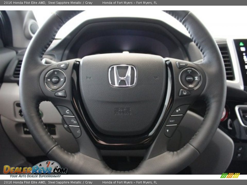 2016 Honda Pilot Elite AWD Steel Sapphire Metallic / Gray Photo #14