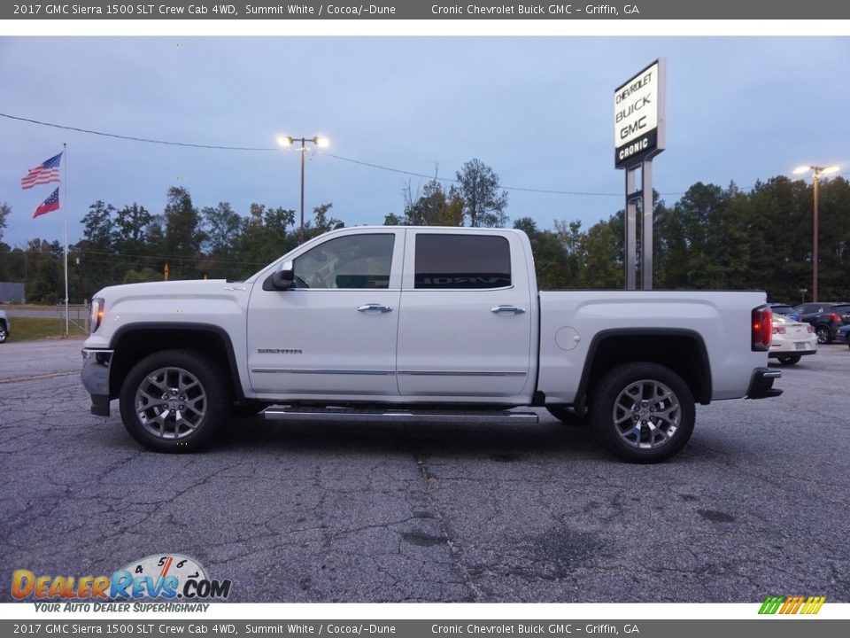 2017 GMC Sierra 1500 SLT Crew Cab 4WD Summit White / Cocoa/­Dune Photo #4