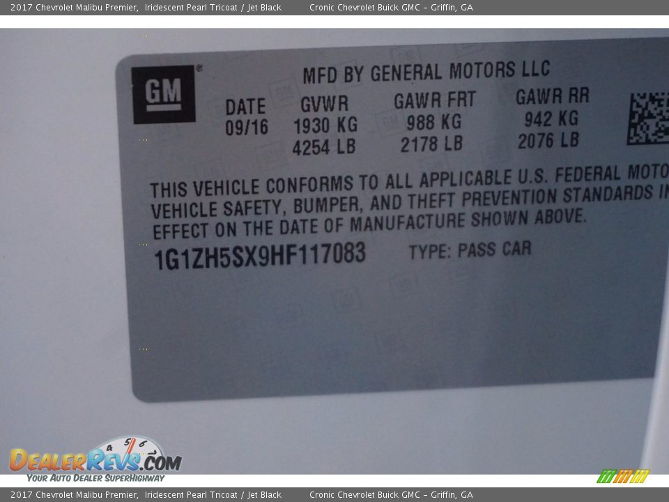2017 Chevrolet Malibu Premier Iridescent Pearl Tricoat / Jet Black Photo #17
