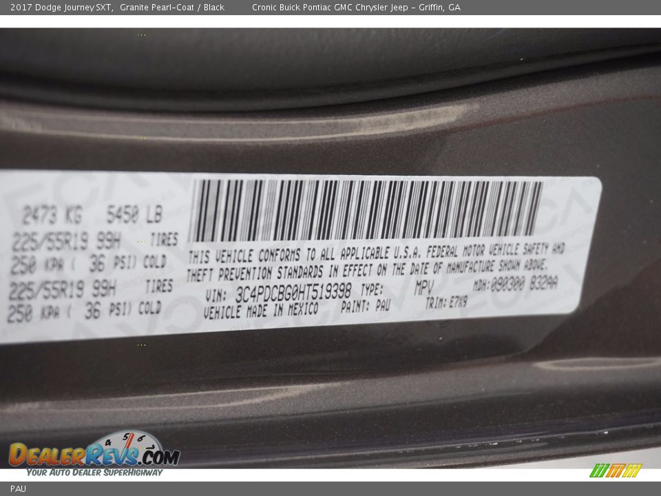 Dodge Color Code PAU Granite Pearl-Coat