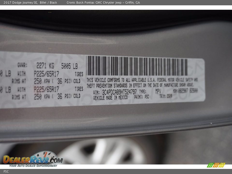 Dodge Color Code PSC Billet